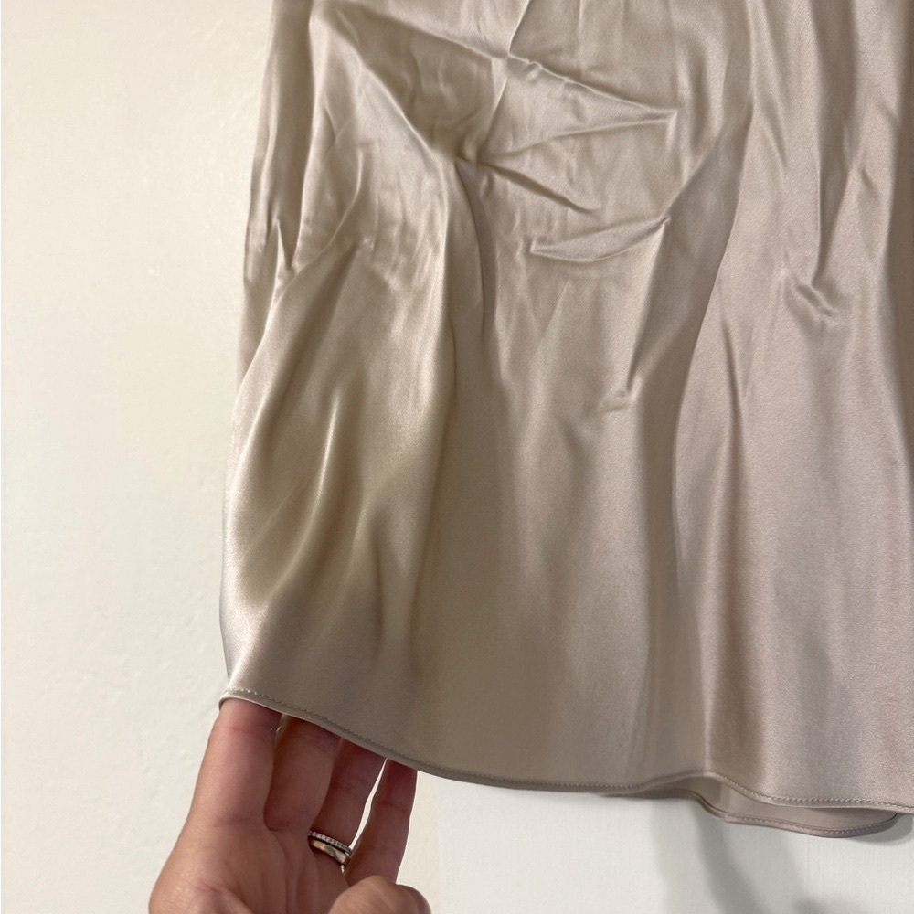 Quince 100% Washable Silk Mini Skirt S Champagne - Picture 3 of 5